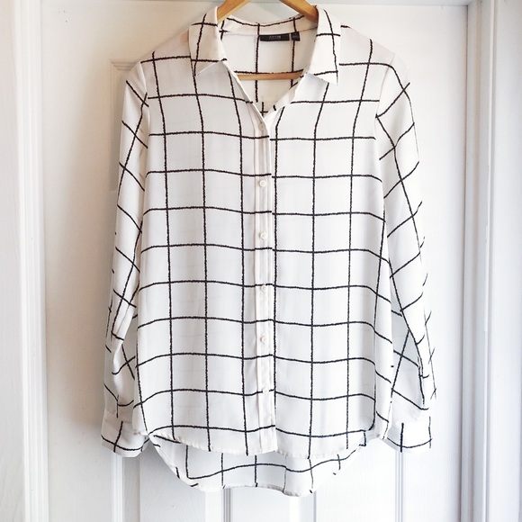 Apt. 9 Tops - Apt 9 Black White Checkered Button Up Blouse Small